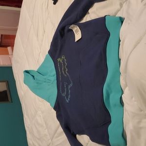 Navy and light teal Fox hoodie sweater